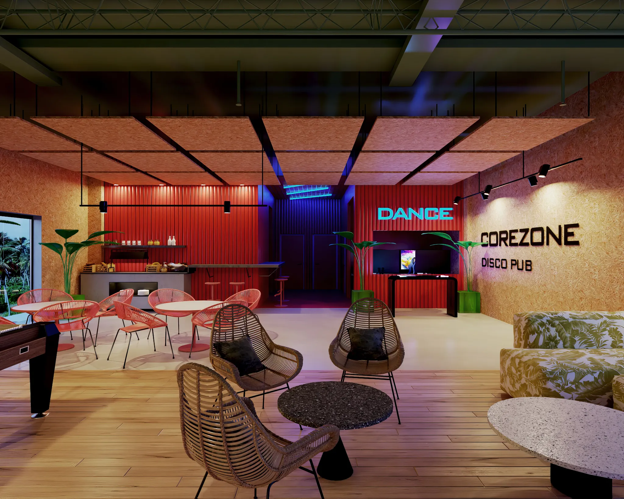 Stylish teen lounge and disco pub at Dreams Playa Esmeralda Resort & Spa featuring modern seating, games, and entertainment spaces.