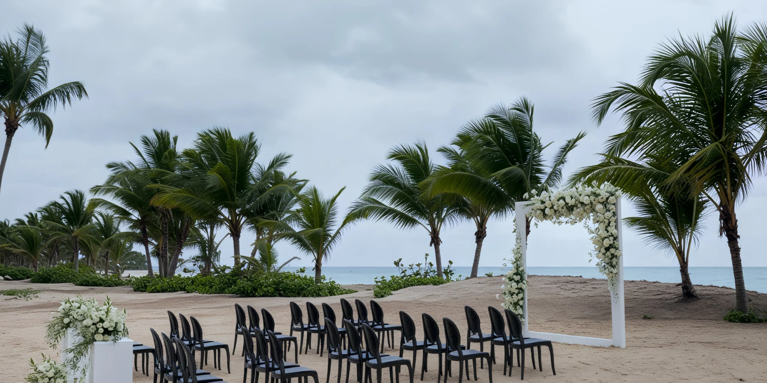 Main Beach wedding ceremony setup at Dreams Playa Esmeralda Resort & Spa