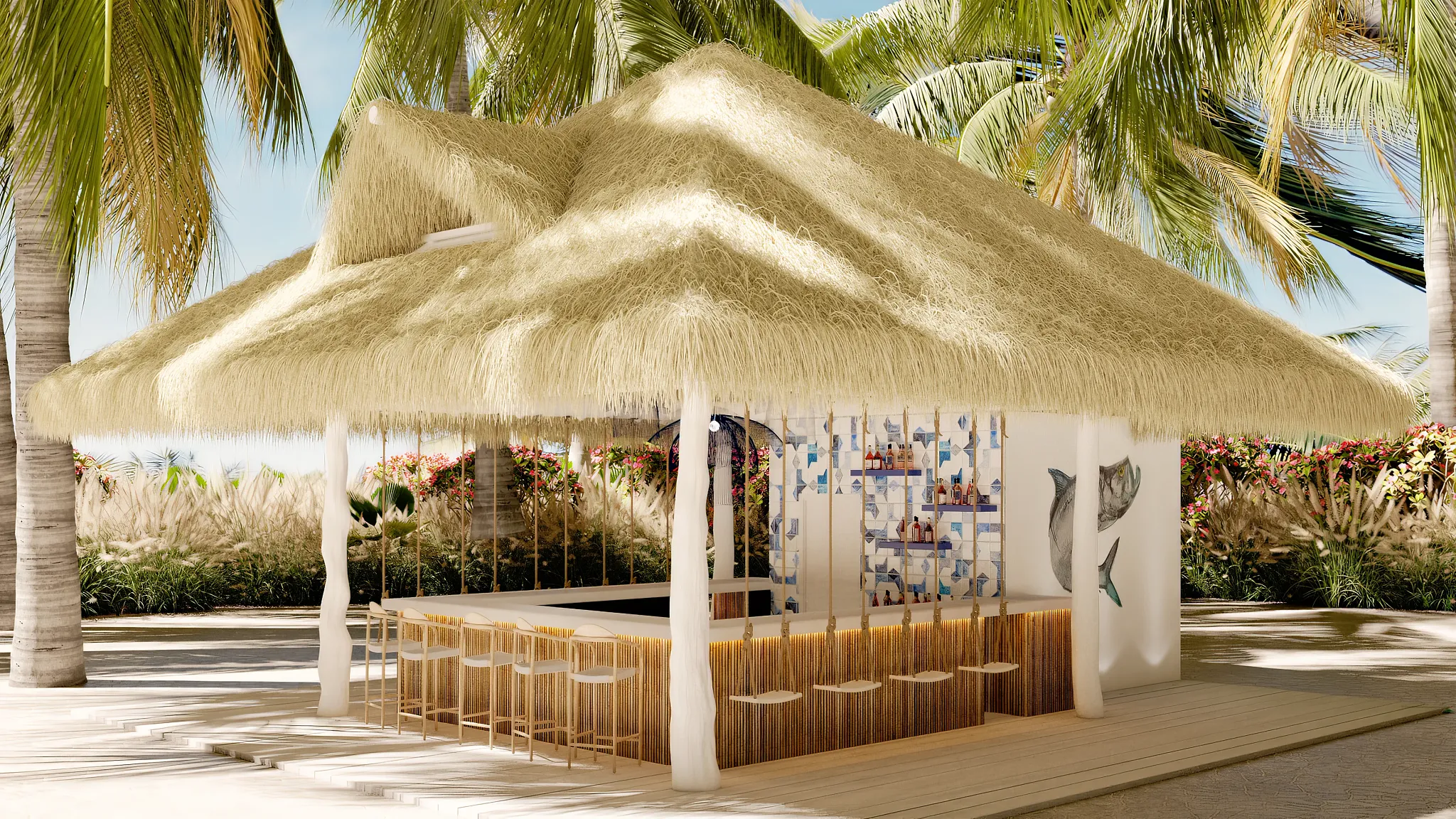 Marlin restaurant at Dreams Playa Esmeralda Resort & Spa featuring fresh seafood cuisine, elegant coastal décor, and ocean-inspired dining ambiance.