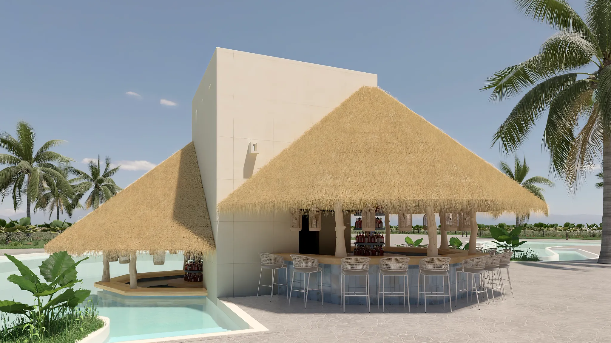 Sea Legs beach bar at Dreams Playa Esmeralda Resort & Spa featuring tropical cocktails, beachfront seating, and relaxed oceanfront ambiance.