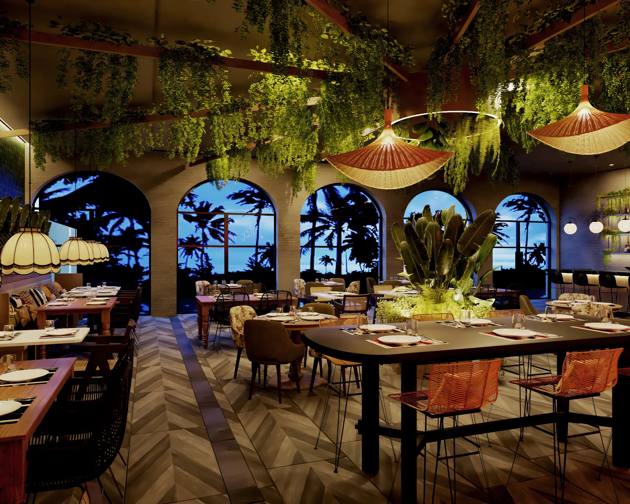 Tierra restaurant at Dreams Playa Esmeralda Resort & Spa featuring rustic-inspired décor, gourmet cuisine, and warm upscale dining ambiance.